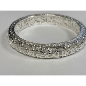 Stunning Filigree Silver Bangle Bracelet Stacking, Statement, Detail, Love
